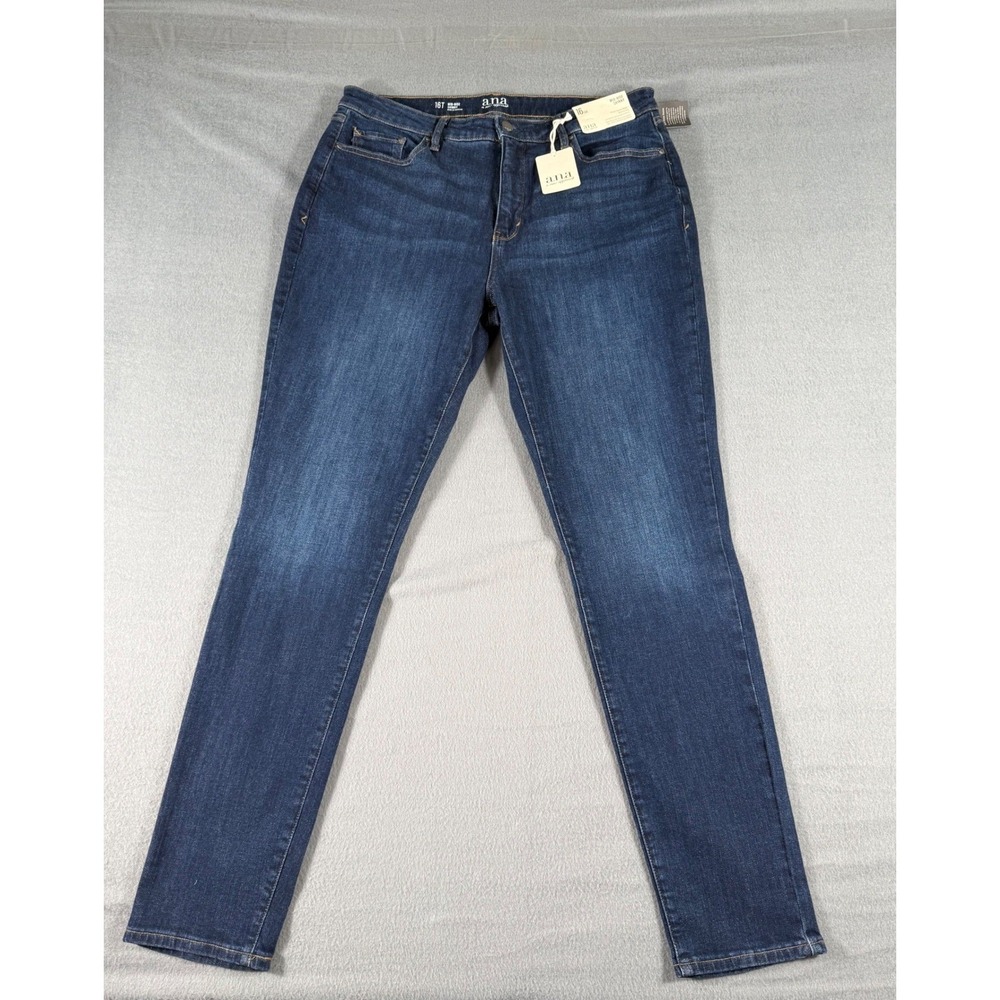 a.n.a Mid Rise Skinny Jeans Womens 16 Tall Dark Wash Stretch Denim NWT‎ Classic